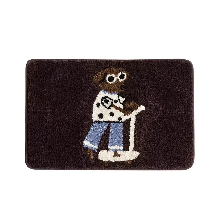 Rynx | Stylish Tufting Letter Bathroom Mat Cartoon Dog Bath Rug Carpet Entrance Doormat Floor Anti-Slip Foot Cushion Aesthetic Home Decor