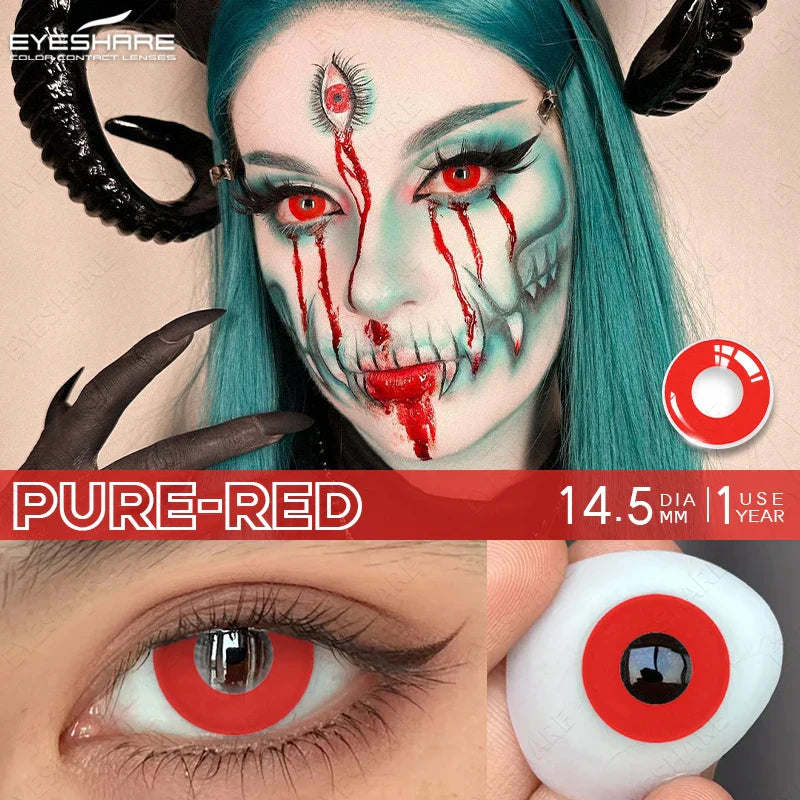 Rynx | 2pcs Halloween White Contact Lenses Anime Color Cosplay Black Lenses Crazy Red Beauty Makeup Lens Multicolor Lens