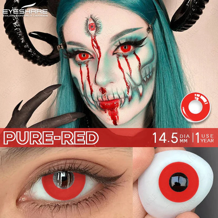 Rynx | 2pcs Halloween White Contact Lenses Anime Color Cosplay Black Lenses Crazy Red Beauty Makeup Lens Multicolor Lens