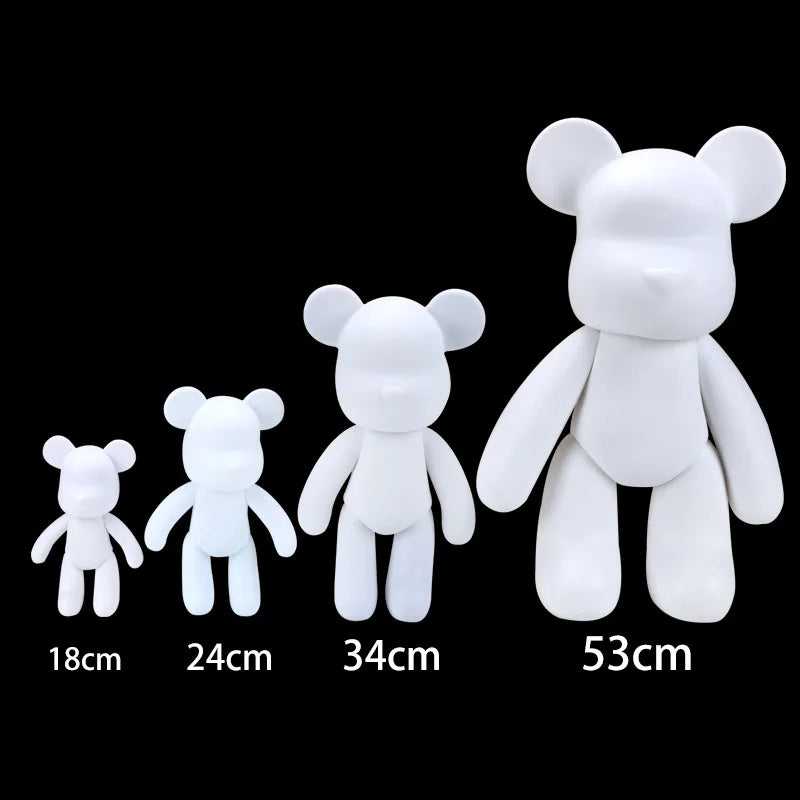 Lisslune | Graffiti Painted Fluid Violent Bear White Body Ornaments DIY Handmade Personalized Model Home Desktop Decoration Accessories New