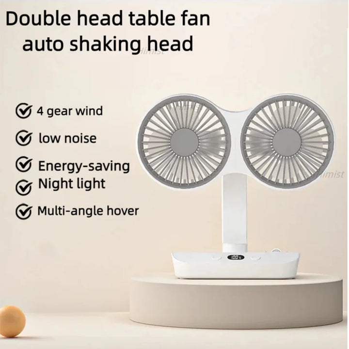 Lisslune | Lightweight Double Blades Rechargeable Travel Camp Cooler Fan