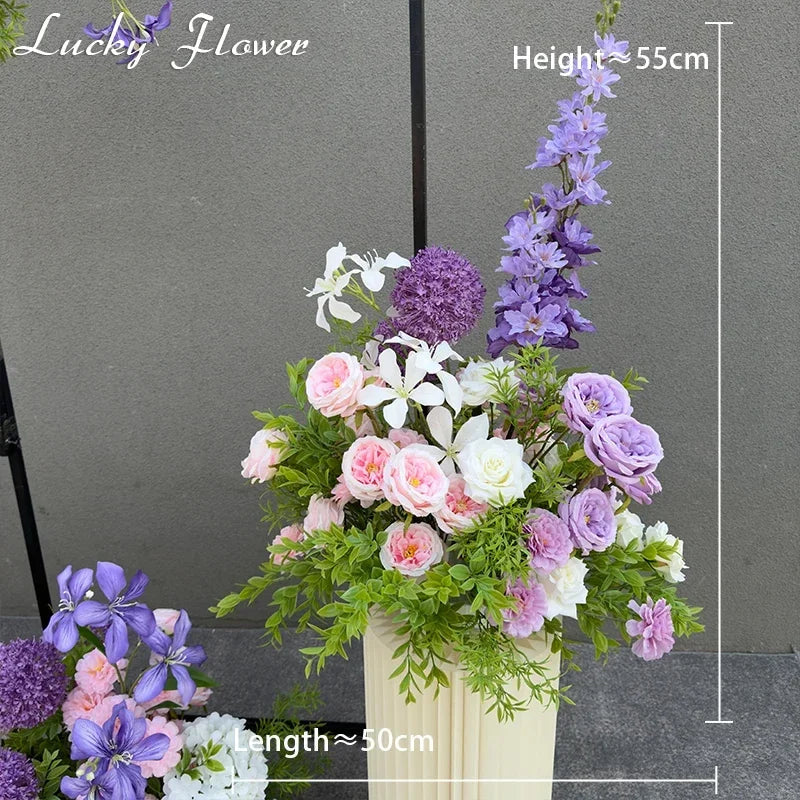 Rynx | Artificial Flowers Wedding Decoration Hanging Flower Row Background Arch Decor Aisle Flower Ball Floral Backdrop Arrangement