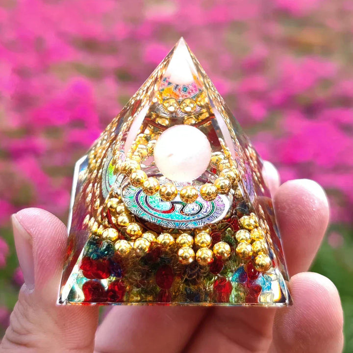 Lisslune | Orgonite Pyramid with Amethyst Pendulum – Energy, Protection and Decoration