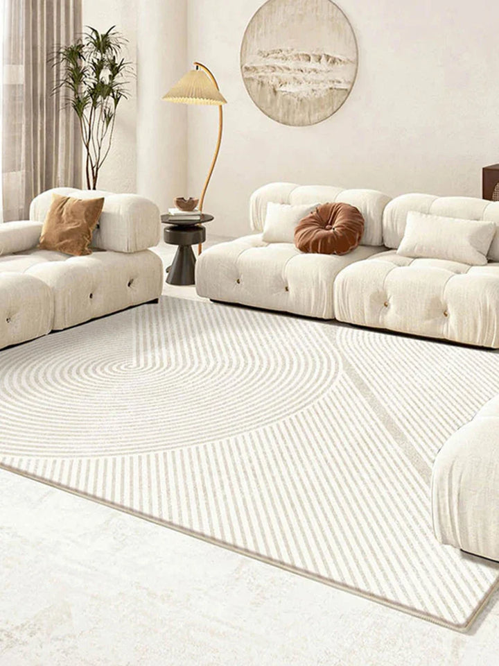 Rynx | Modern Minimalist Living Room Rug Cream Luxury Home Decor Rug Nordic Line Art Luxury Space Fluffy Soft Large Rug Tapis IG