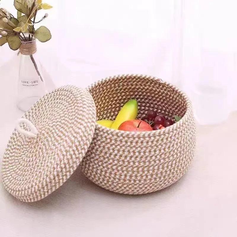 Lisslune | Chic Khaki Cotton Storage Basket Set: A stylish solution for a neatly organized home