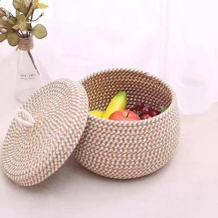 Lisslune | Chic Khaki Cotton Storage Basket Set: A stylish solution for a neatly organized home