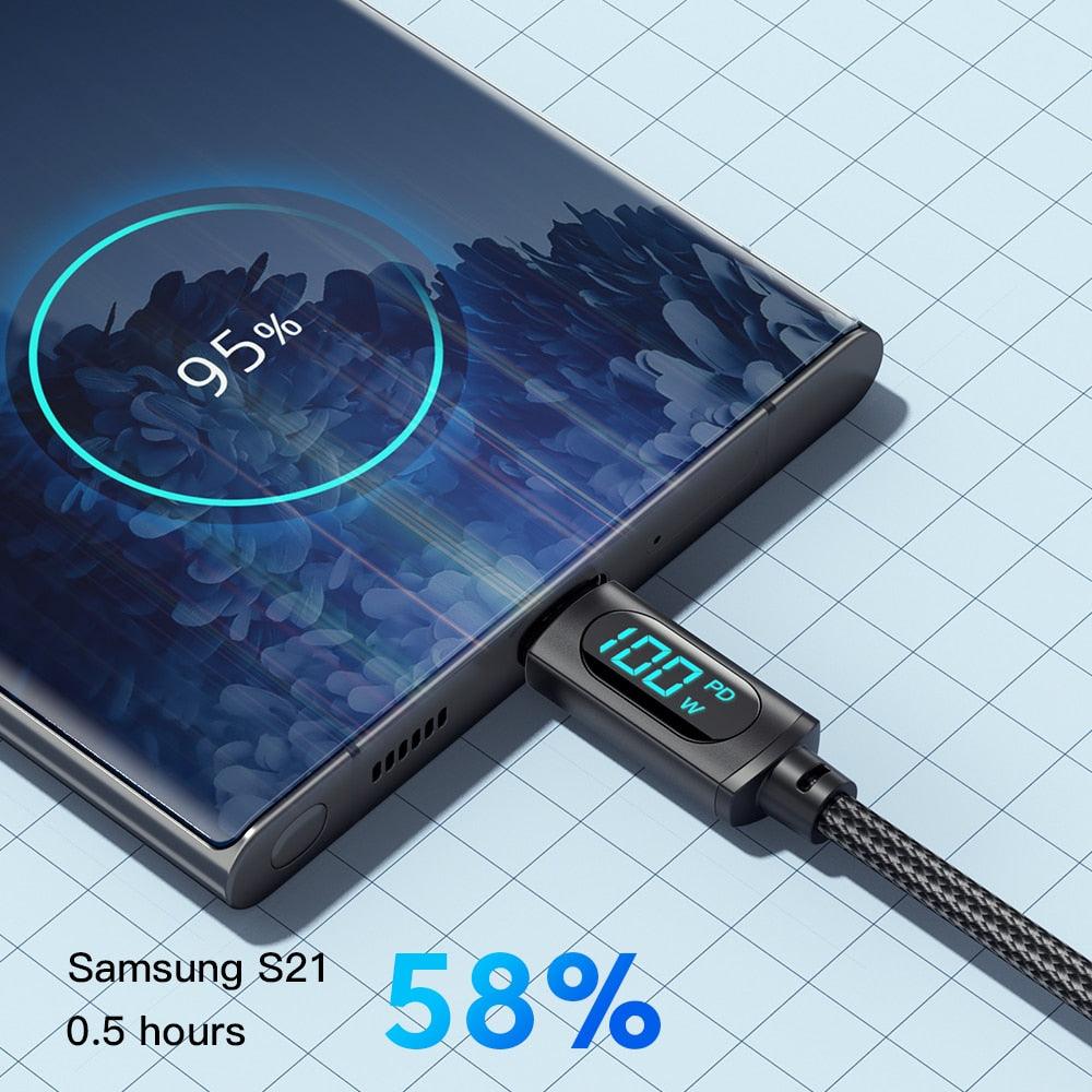 Lisslune | Essager Advanced Smart LED USB C Charging Cable - Fast 100W Power & High Speed Data Transfer