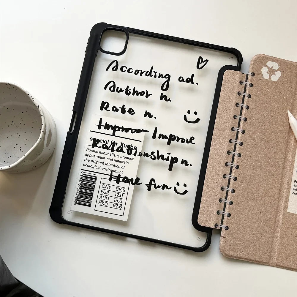 Lisslune | Süßes Notizbuch Für iPad Hülle 2024 Air 11 13 M2 Pro 11 12.9 13 Hülle 10.2 7/8/9/10 10. Generation Cover 10.5/9.7 Zoll Air 3 4 5 10.9 Hülle