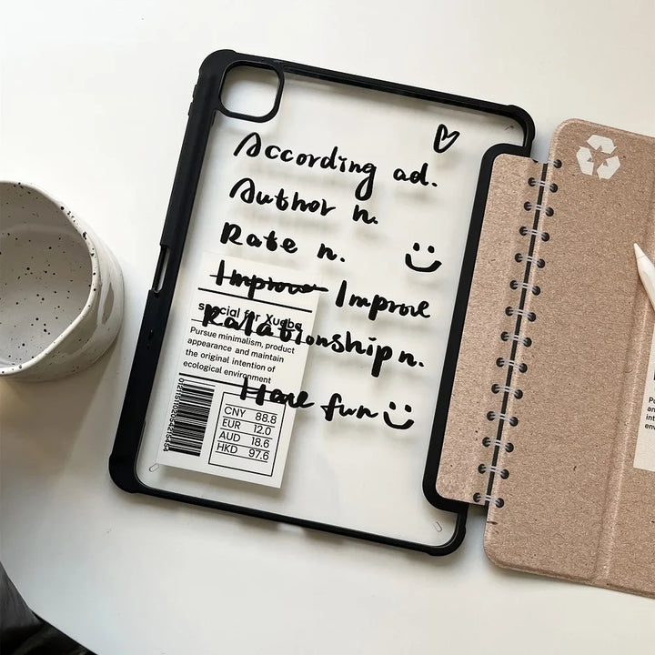 Lisslune | Süßes Notizbuch Für iPad Hülle 2024 Air 11 13 M2 Pro 11 12.9 13 Hülle 10.2 7/8/9/10 10. Generation Cover 10.5/9.7 Zoll Air 3 4 5 10.9 Hülle