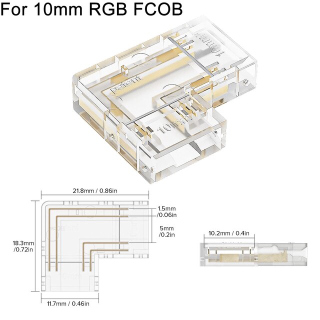 Lisslune | L Shaped Transparent LED Strip Connector