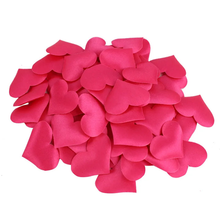 Rynx 100pcs 35mm Romantic Sponge Satin Fabric Heart Petals Wedding Confetti Table Bed Heart Petals Wedding Valentine's Day Decoration