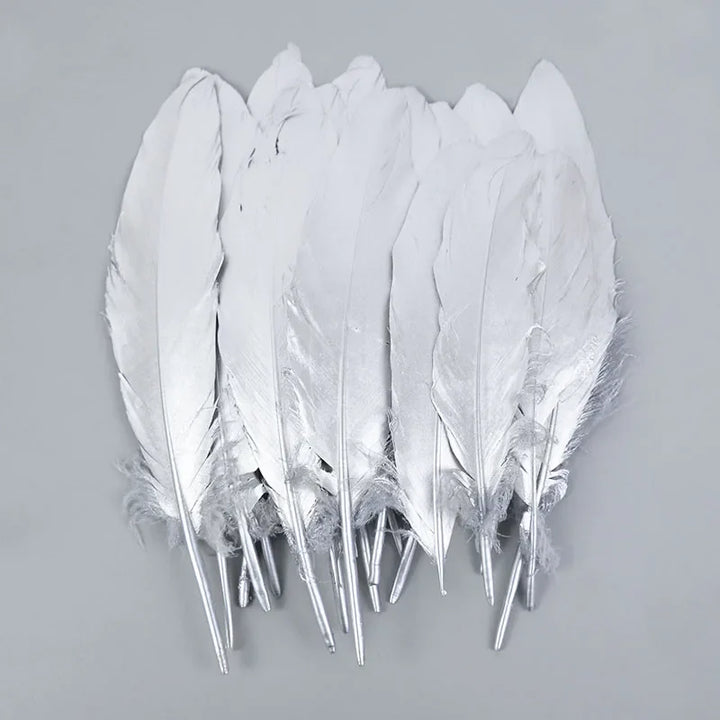 Rynx 10/20 pcs. Gold dipped feather Natural goose turkey feathers for wedding party gift box cake decoration balloon filler DIY crafts