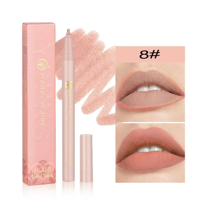Lisslune | Mattes Flüssig-Lippenkonturenstift Schwammspitzen Lippenkonturenstift Nude Pink Lippenstiftstift Lang anhaltende Samt Schnell trocknende Lippenlack Feuchtigkeitsspendender Lippenstift