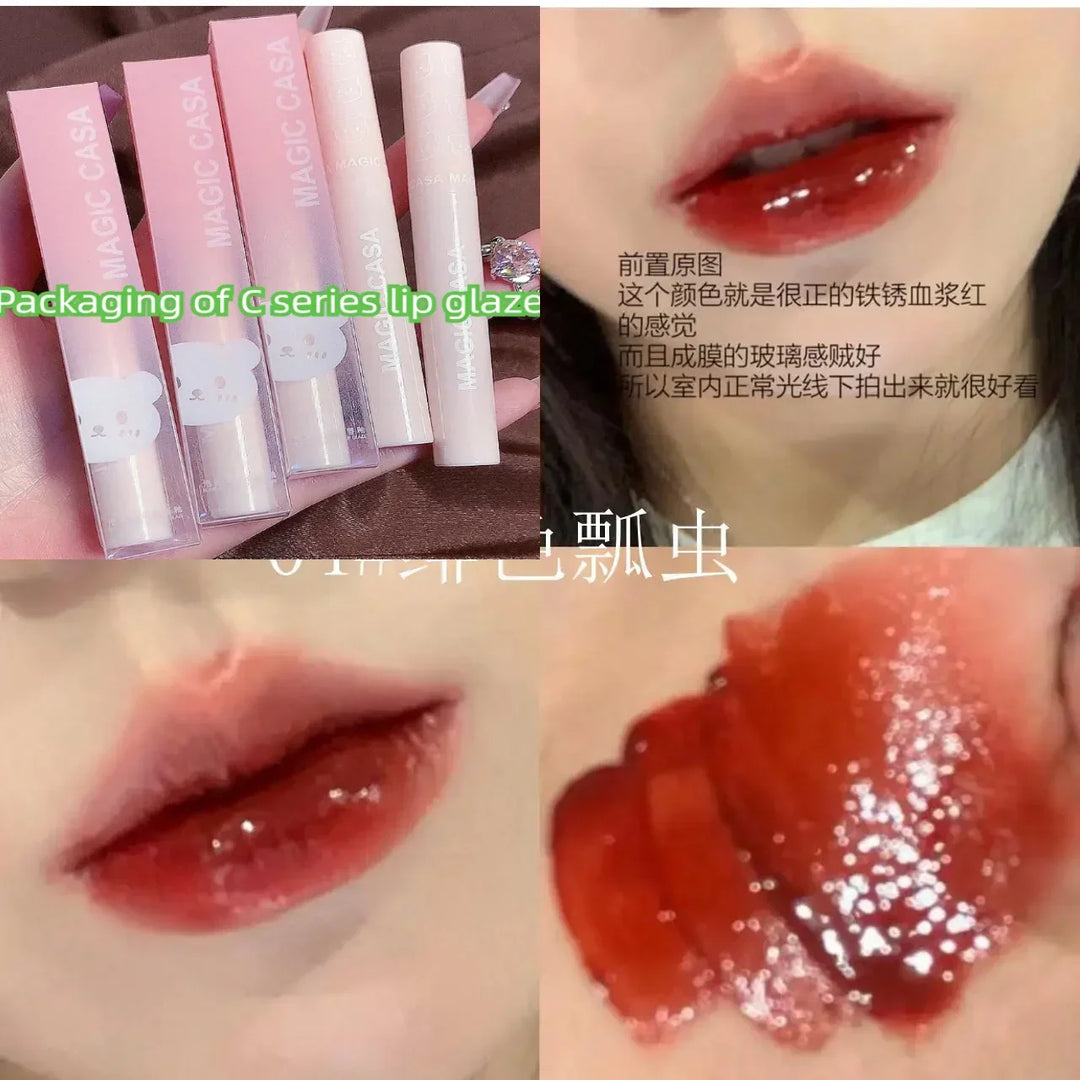 Rynx | Cute Bear Lip Gloss Crystal Jelly Mirror Waterproof Liquid Lipstick Moisturizing Reducing Lip Wrinkles Long-lasting Lip Tint Makeup