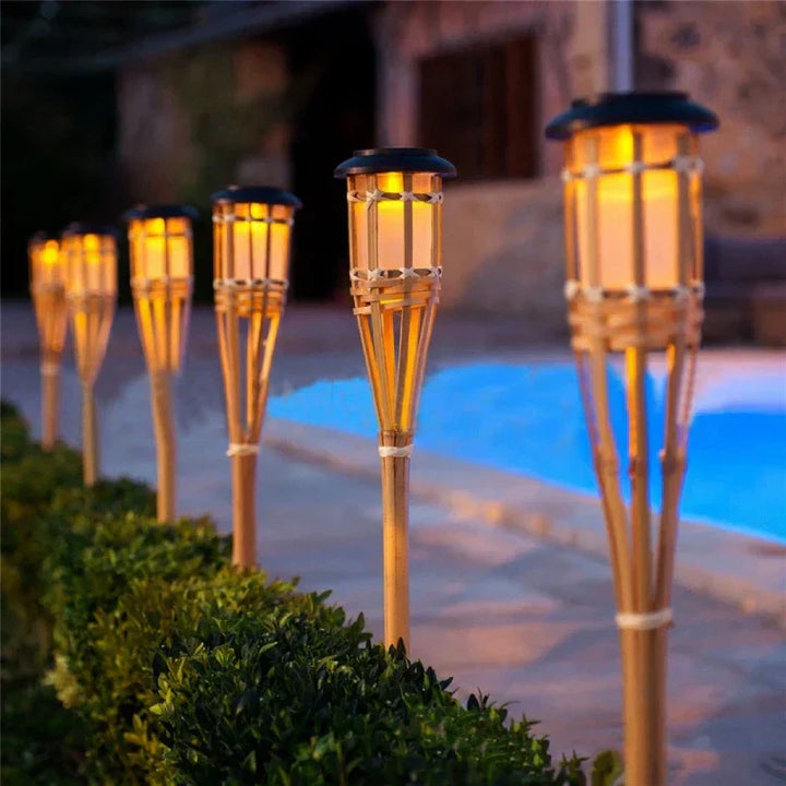 Lisslune | Solar Torch 5-Piece Set | Flame Effect LED Garden Lights | Solar Powered | Decorative Light for Outdoors