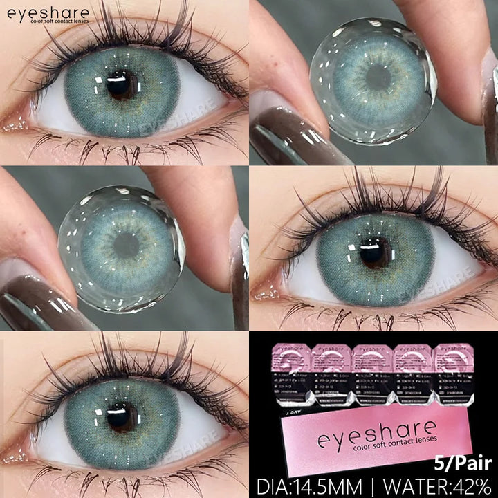 Rynx | 5 pairs of daily colored contact lenses for eyes 42% high water content 1 daily lens comfortable to wear disposable
