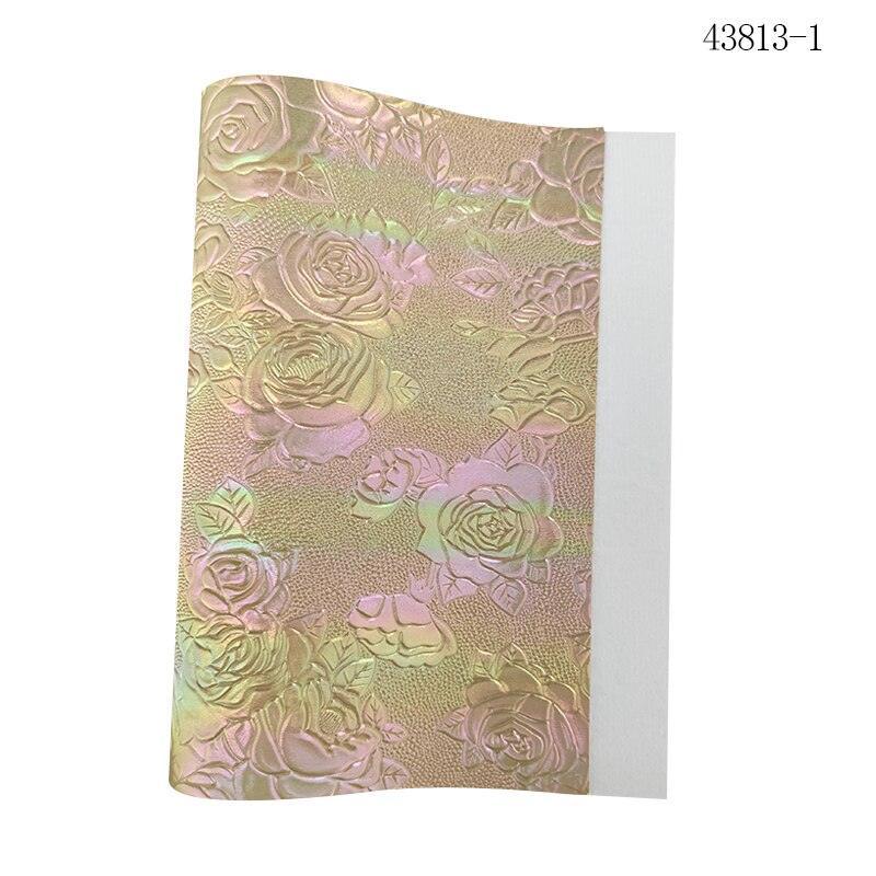 Lisslune | Elegant Rose Embossed Synthetic Leather Craft Sheets for Creative Projects