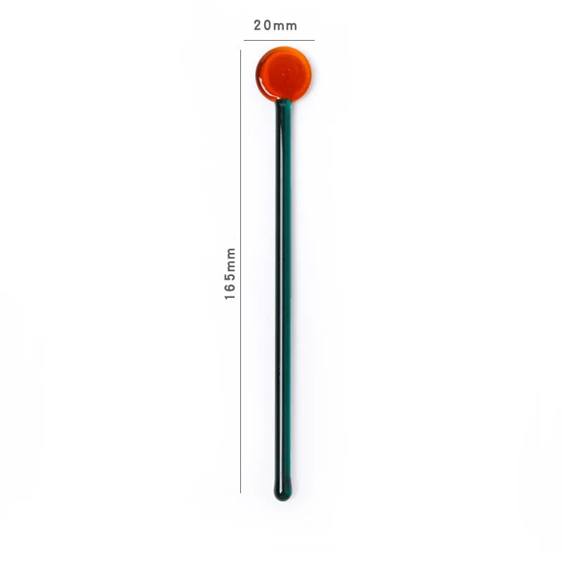 Rynx | Sweet Colored Glass Long Handle Stirring Spoon Coffee Milk Dessert Ice Spoon Colored Transparent Glass Spoon