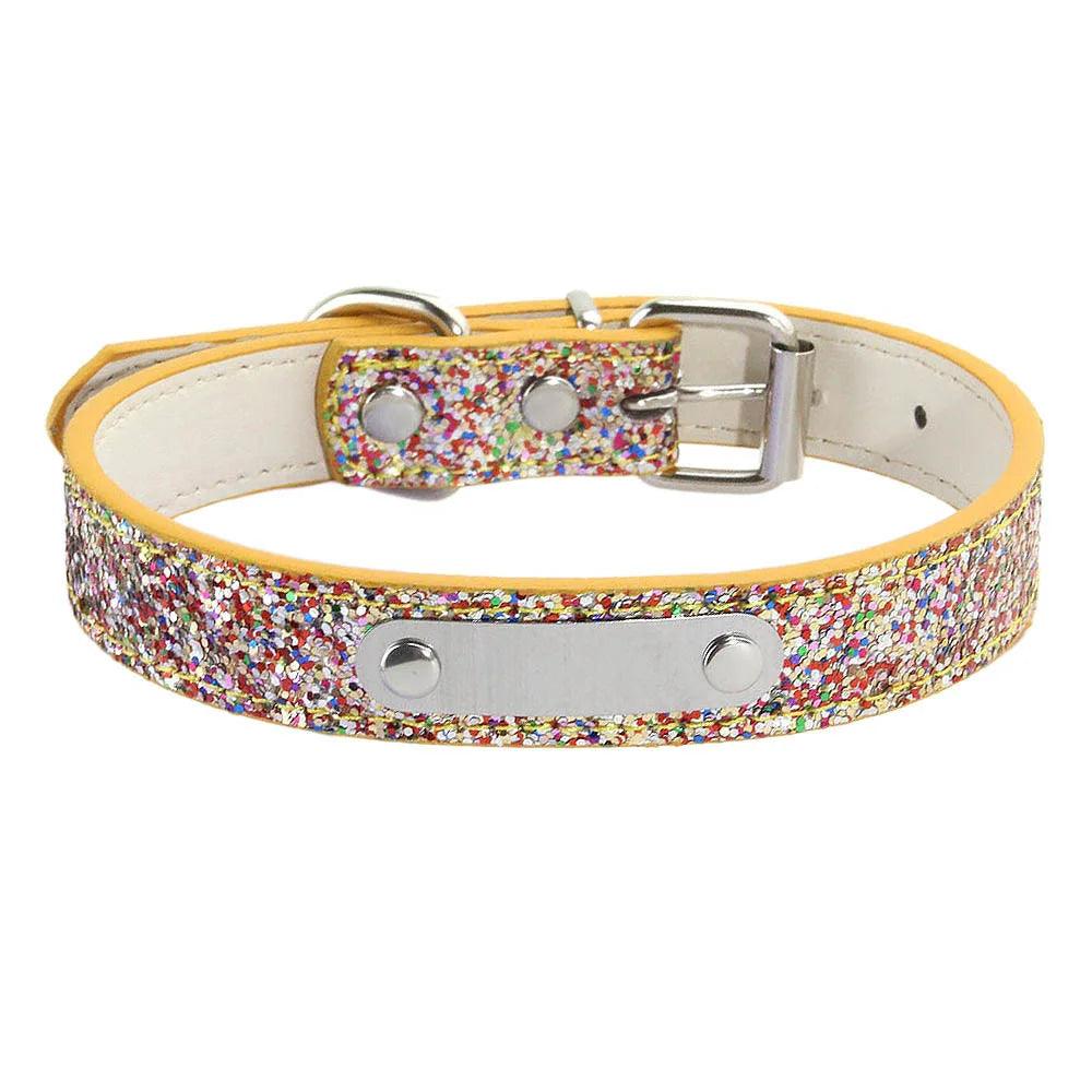 Lisslune | Glamorous Personalized Engraved Leather Dog Collar with Sparkling Accents