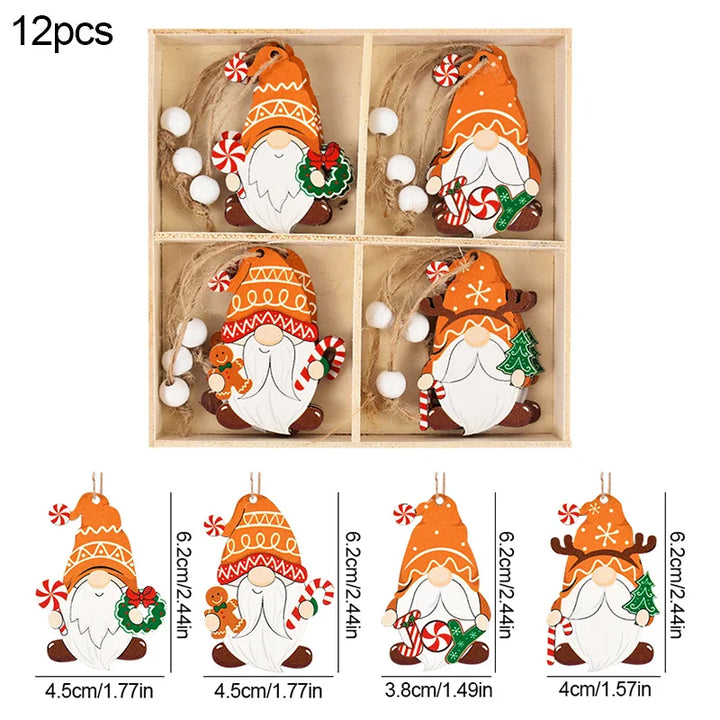 Rynx Christmas Wood Pendant Gingerbread Man Gnome Christmas Tree Hanging Decoration Noel Navidad Decorations for Home New Year Gift