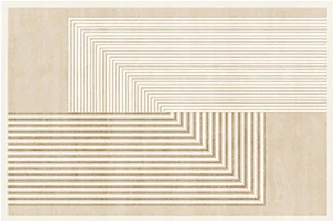 Rynx | Minimalist Beige Art Stripe Carpet Comfortable Luxury Bedroom Rugs Soft Large Area Living Room Carpet Abstract Lines Balcony Rugs