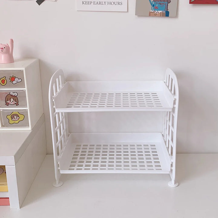 Rynx | Sweet Room Storage Organizer Storage Shelf Kawaii 2-Layer Desktop Cosmetic Jewelry Storage Shelf Bathroom Shelf Storage Rack