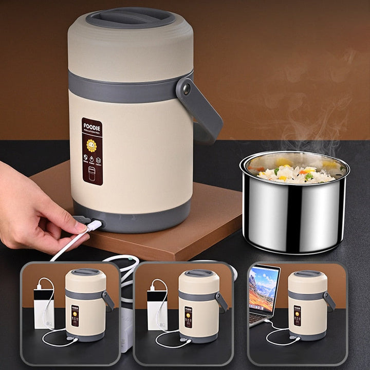 Lisslune | USB Heated Stainless Steel Food Warmer Lunch Box