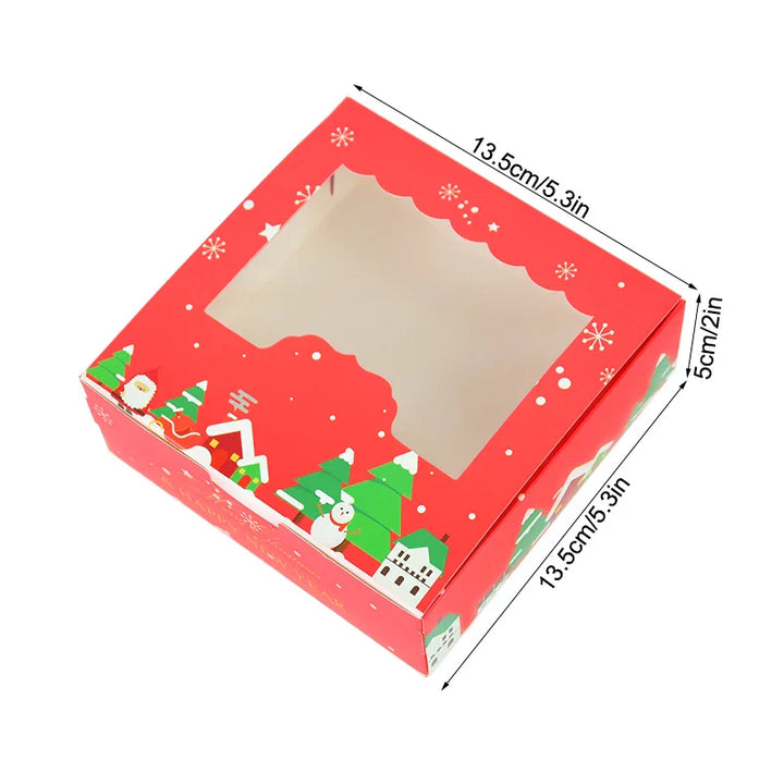 Rynx 10/5pcs Christmas cookie box with window candies chocolate cookie packaging boxes Christmas party gift packaging New Year's party treat box
