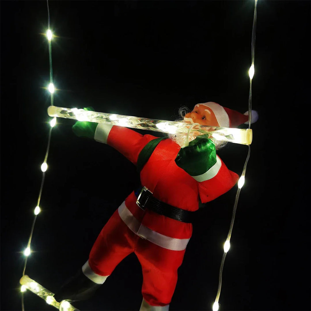 Rynx 3M Santa Claus Climbing Ladder Warm Light 2024 Christmas Decoration for Home Outdoor Garden Christmas Tree Ornament New Year Gift