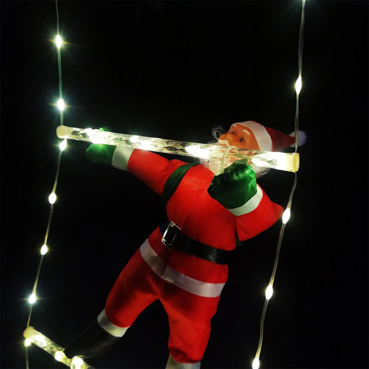 Rynx 3M Santa Claus Climbing Ladder Warm Light 2024 Christmas Decoration for Home Outdoor Garden Christmas Tree Ornament New Year Gift