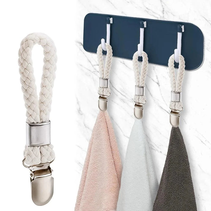 Lisslune | Cotton Loop Kitchen Towel Clip Hanger Set for Efficient Towel Storage and Organization