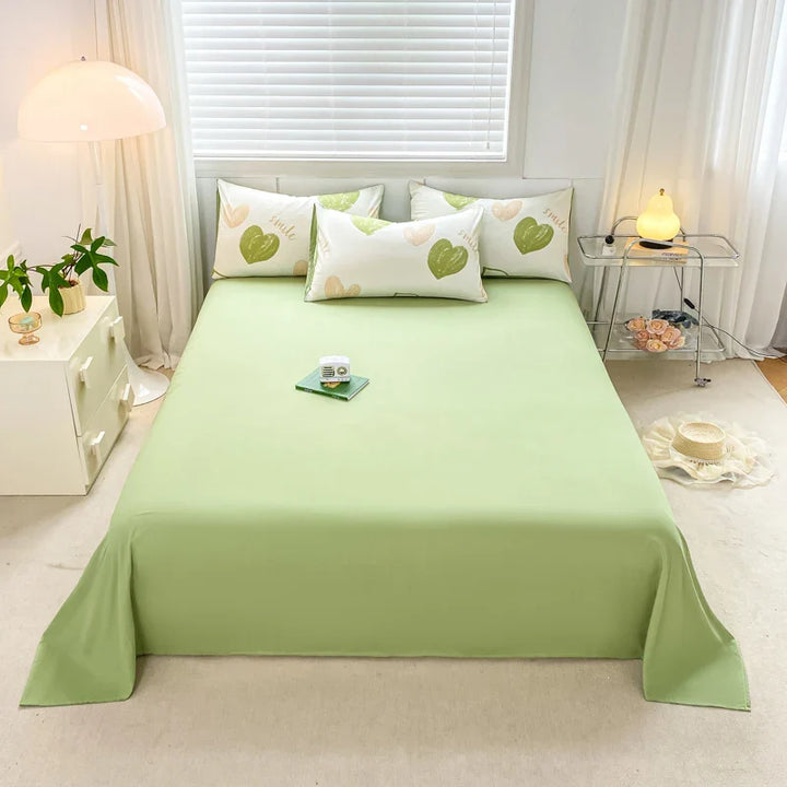 Rynx | Sweet green heart-shaped princess girl duvet covers Simple duvet cover bed sheet pillowcase washed cotton bedding