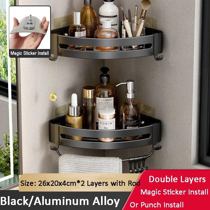 Lisslune | Stylish Aluminum Corner Shelf without Drilling for Easy Installation