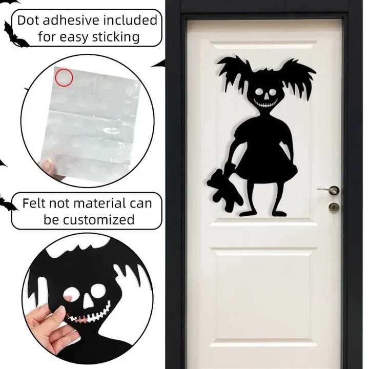 Rynx | New Halloween Decoration, Skull, Pumpkin, Halloween Horror Door Sticker, Felt Wall Stickers, Room Decoration