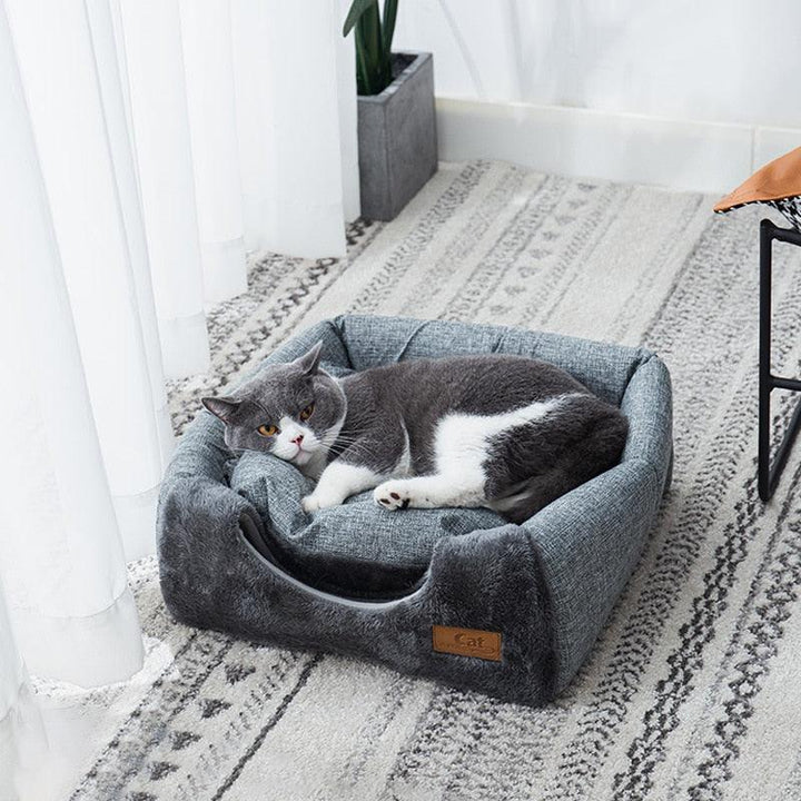 Lisslune | Snuggly Plush Gray Cave Bed for Small Dogs and Cats