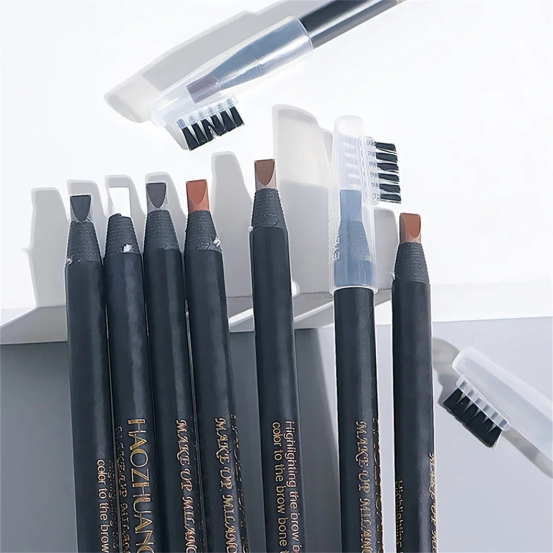 Rynx | High-Quality Pull Eyebrow Pencil Black Leather Makeup Wild Line Eyebrow Pencil Waterproof Hard Cap Flat Head Pencil White Pencil