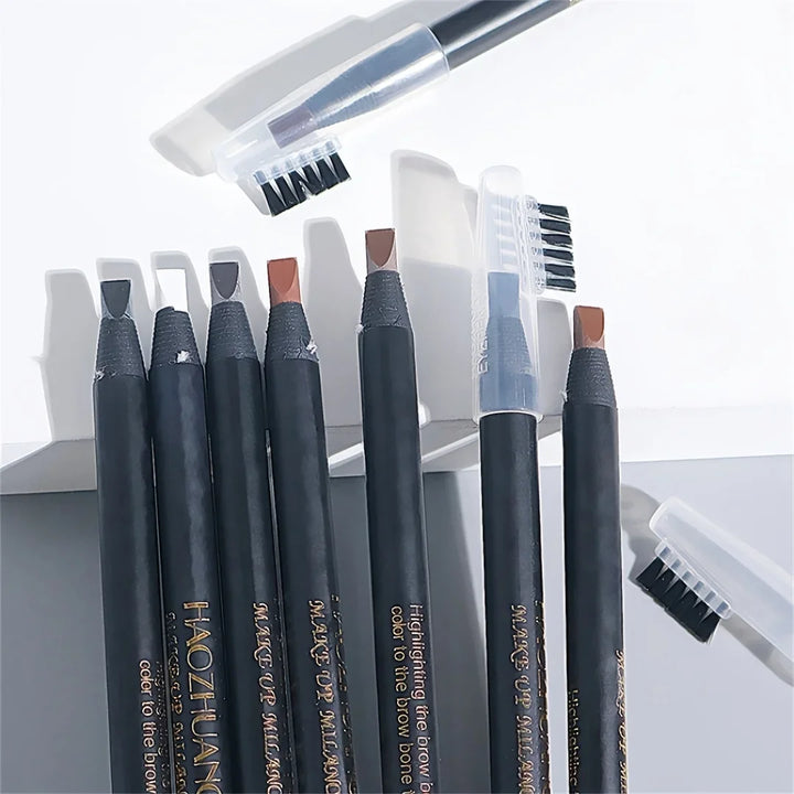 Rynx | High-Quality Pull Eyebrow Pencil Black Leather Makeup Wild Line Eyebrow Pencil Waterproof Hard Cap Flat Head Pencil White Pencil