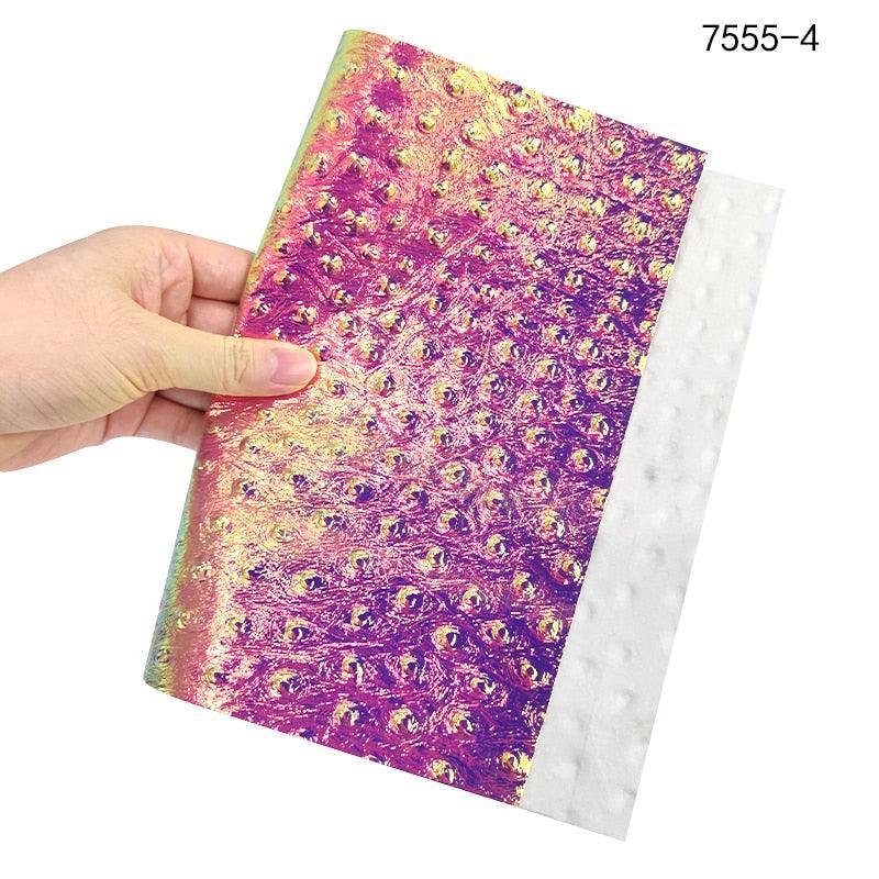 Lisslune | Iridescent holographic synthetic leather craft sheet with snakeskin embossing