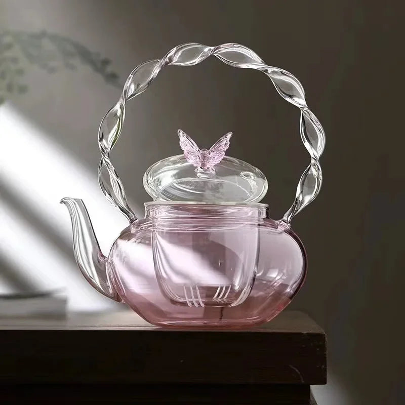 Lisslune | Floral Lid Design Tea Infuser Glass Teapot