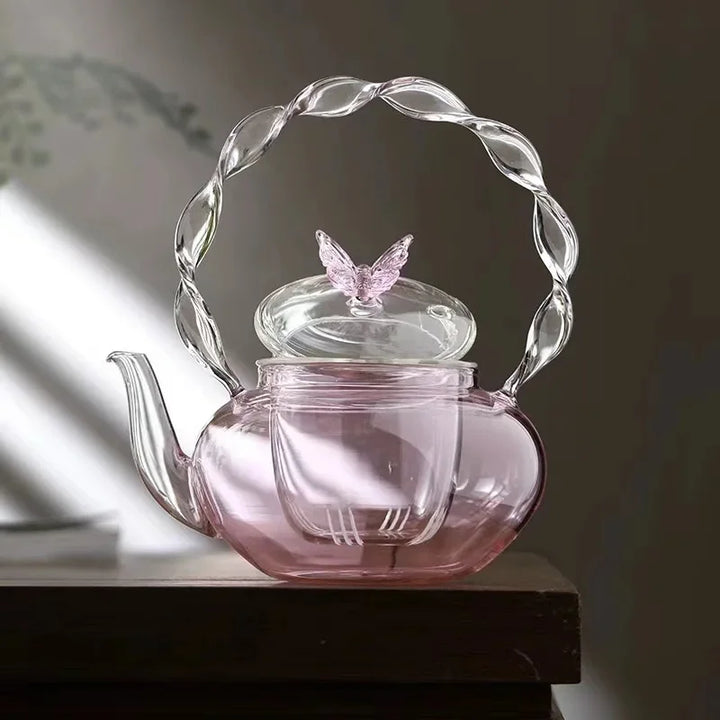 Lisslune | Floral Lid Design Tea Infuser Glass Teapot