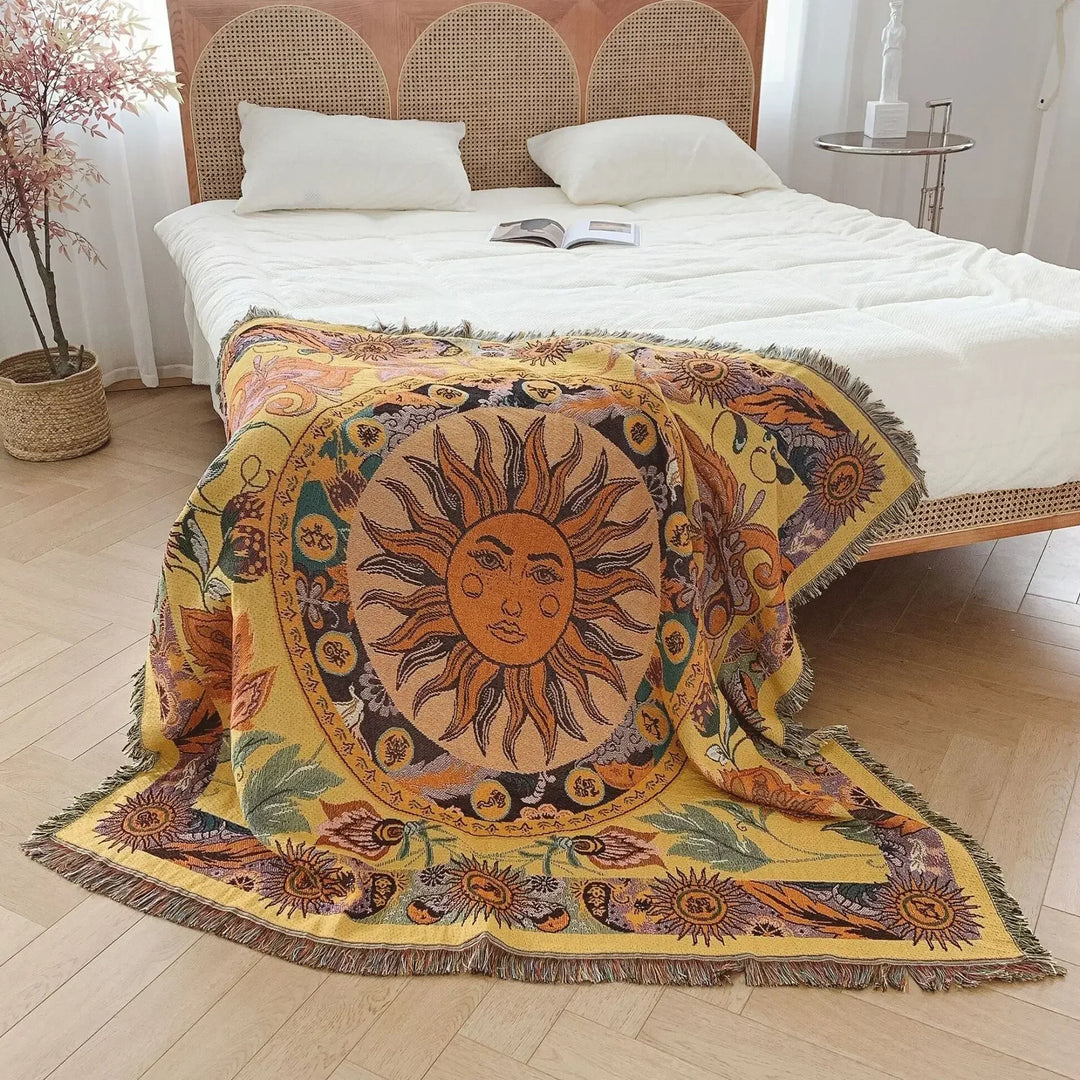 Lisslune | Sun & Flowers Wall Tapestry Blanket