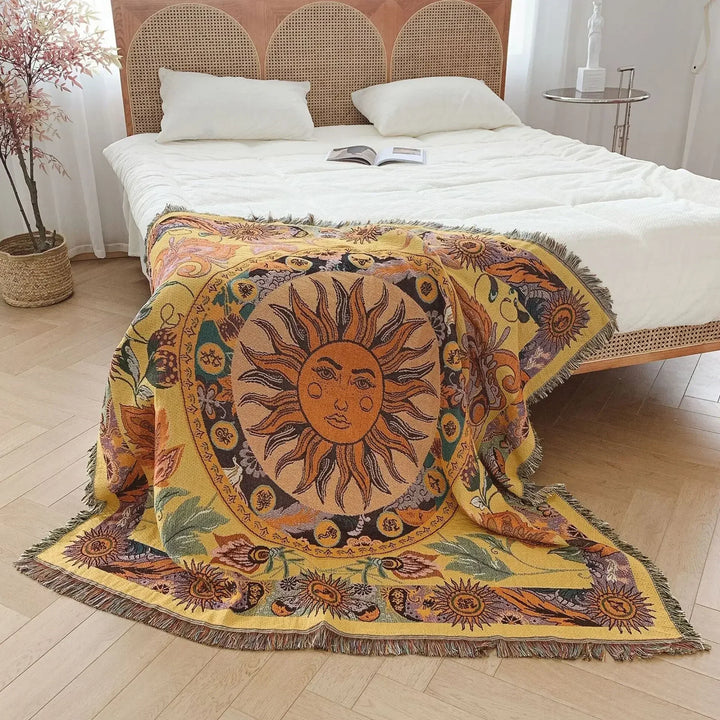Lisslune | Sun & Flowers Wall Tapestry Blanket