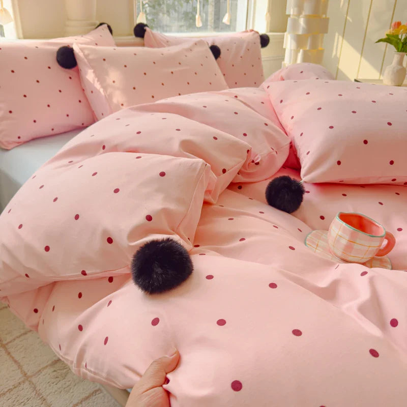 Rynx | Simple Style Bedding Set Skin-Friendly Bedding Set Girl's Room Bedding Cute Duvet Cover Pillowcase with Bed Sheet duvet set