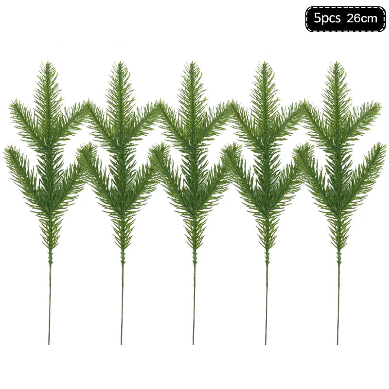Rynx 1Pack Christmas Pine Needles Branches Artificial Plant Christmas Tree Ornaments Decorations for Home DIY Wreath Gift Box Wedding Flowers