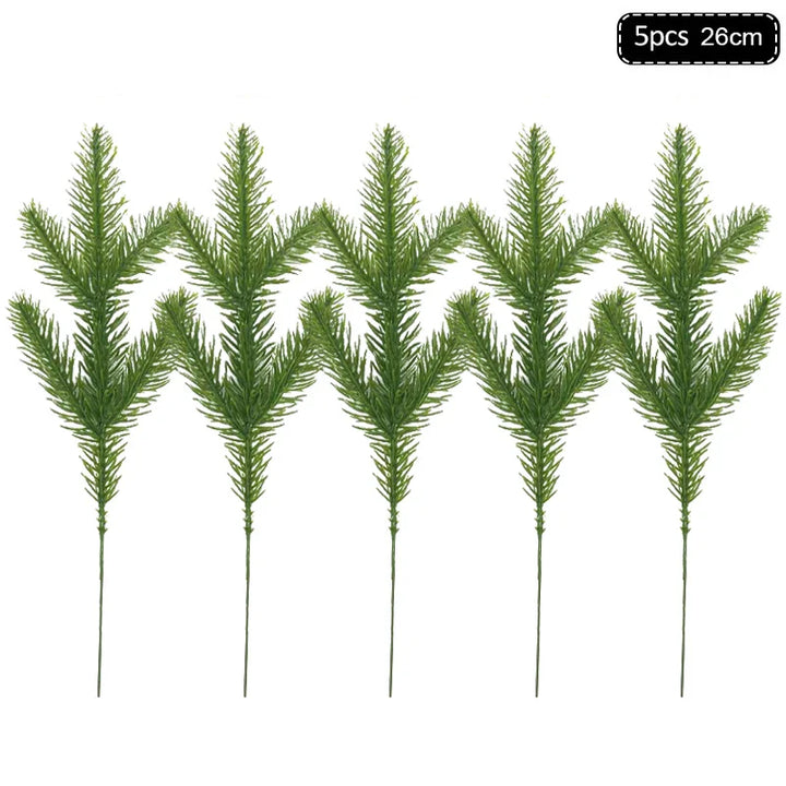 Rynx 1Pack Christmas Pine Needles Branches Artificial Plant Christmas Tree Ornaments Decorations for Home DIY Wreath Gift Box Wedding Flowers