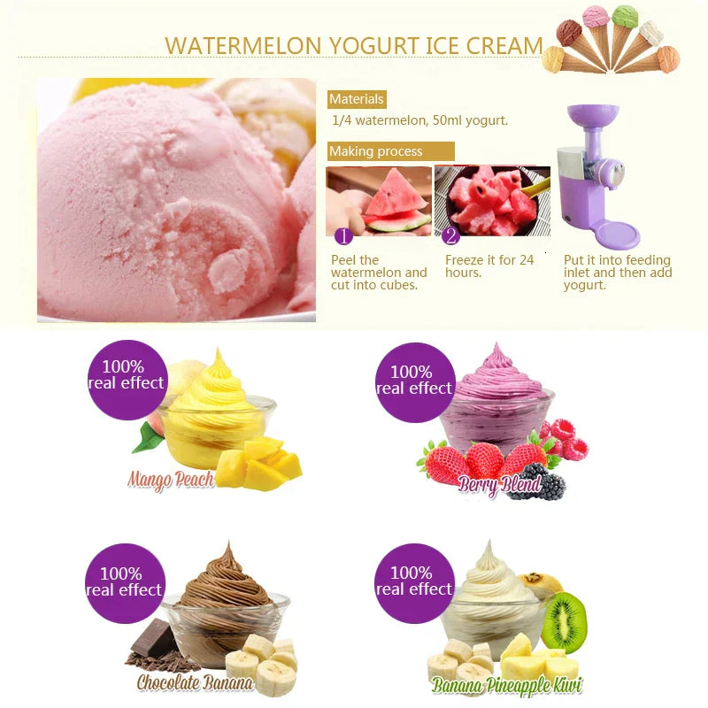 Lisslune | Automatic DIY Fruit Cone Ice Cream Maker