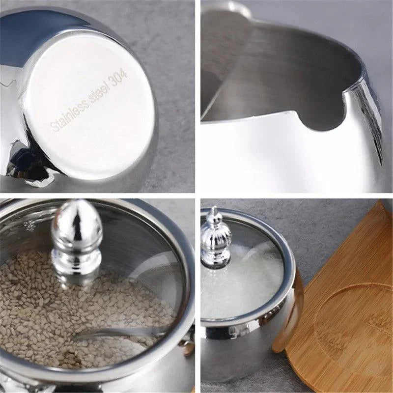 Lisslune | Stainless Steel Spice Storage and Oil Sprayer Set - Essential Organizer for Culinary Lovers