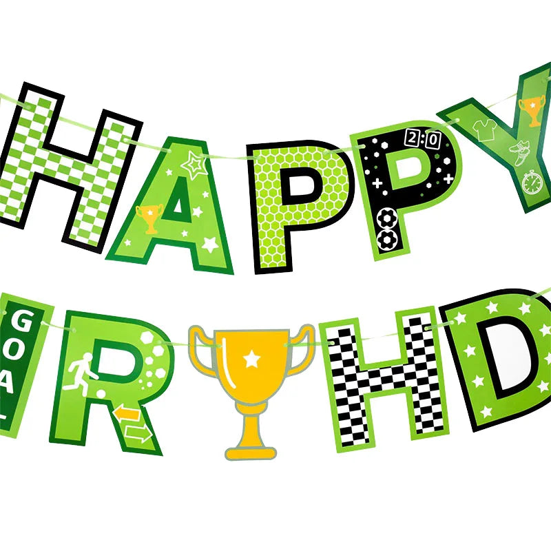 Rynx Football Theme Party Happy Birthday Banner Garland Children Boy Football Birthday Decorations Favorites Cupcake Toppers Flags Accessories