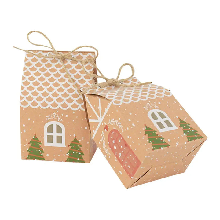 Rynx 10 Pieces Christmas Candy Box Bags Santa Gift Box DIY Cookie Packaging Bag Merry Christmas Party Decoration New Year Kids Gift