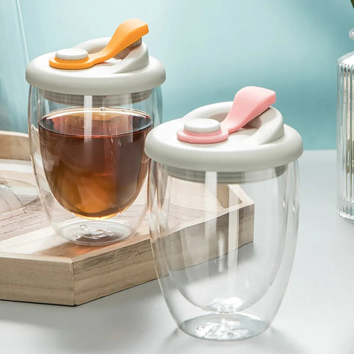 Skorter | Leak-Proof Double Wall Glass Transparent Mug